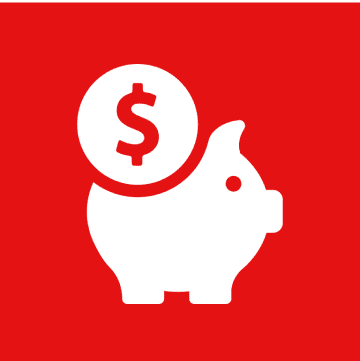 A white pig with a dollar sign in its mouth.